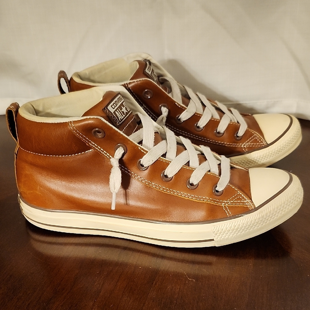 Converse Brown and White Leather Sneakers Mens